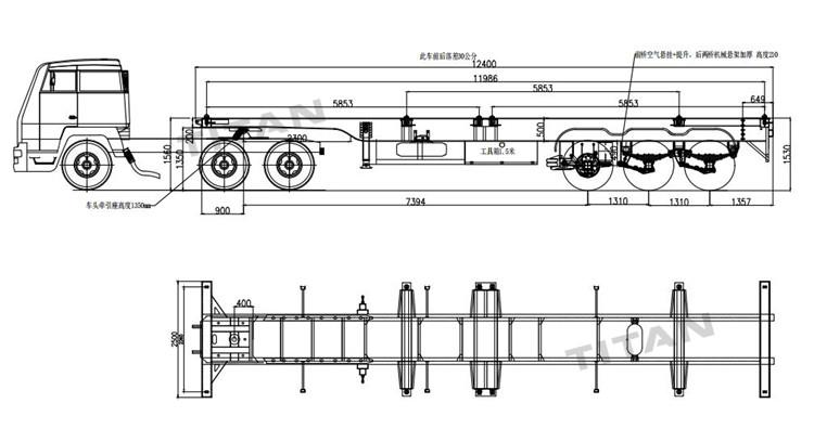Tri Axle 40 FT Shipping Container Chassis Trailer for Sale