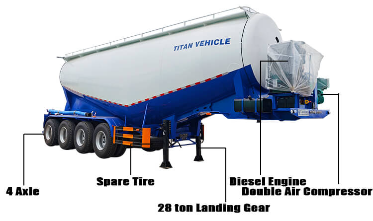 4 Axle Bulk Cement Tanker Trailer for Sale in Dominican